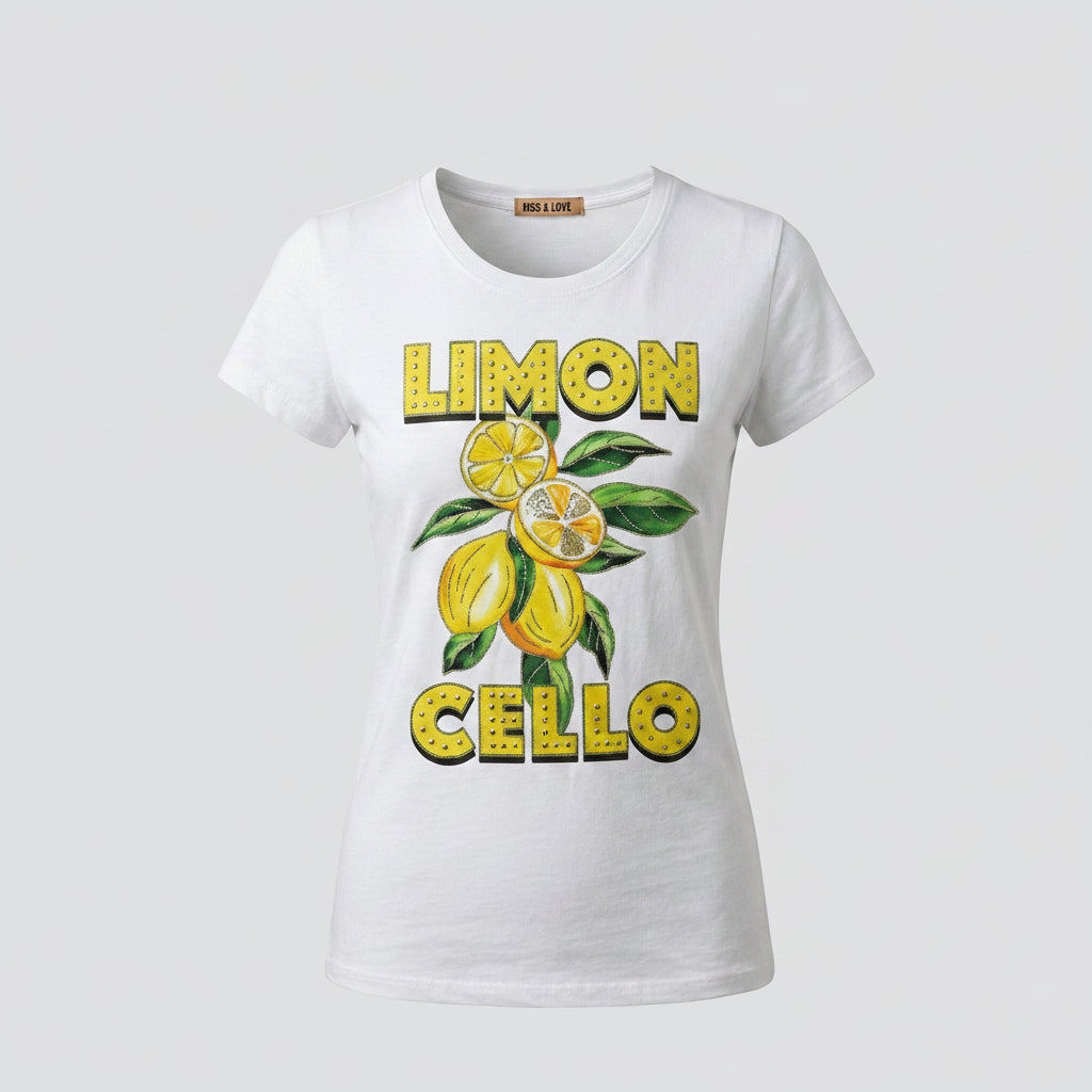 Playera diseño ramo de limones con pedrería