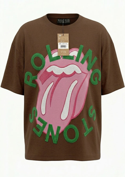 Playera lengua grande con letras verdes