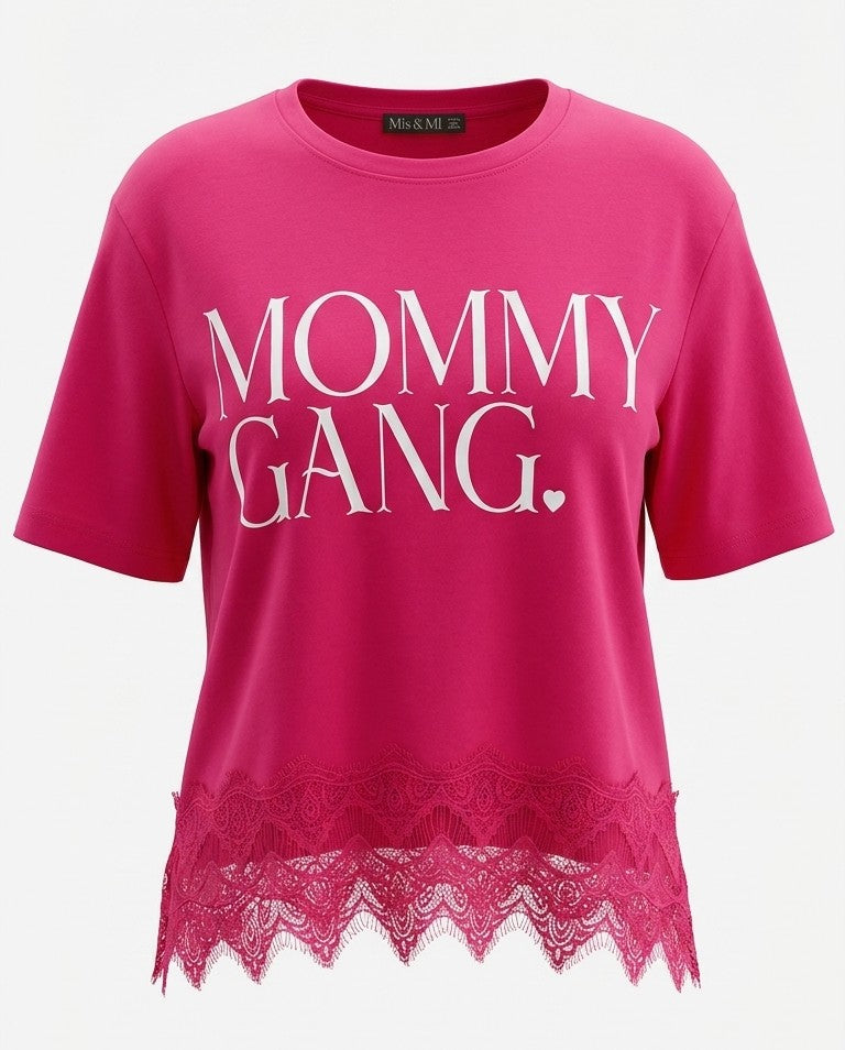 Playera Mom Gang con encaje