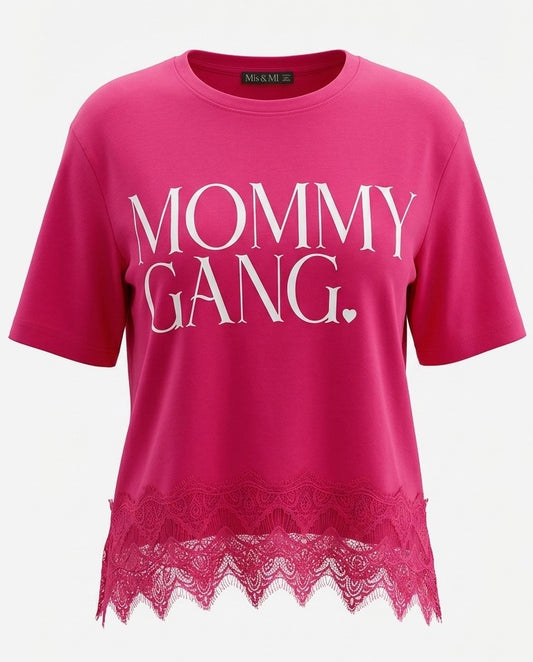 Playera Mom Gang con encaje