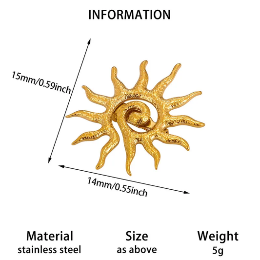 Broche acero inoxidable chapado en oro auténtico de 18 quilates sol