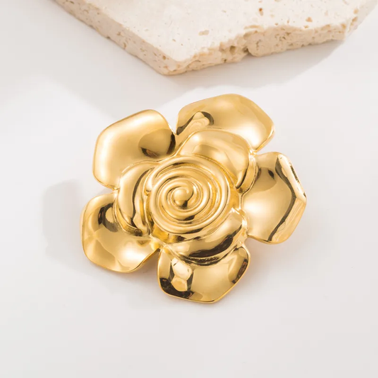 broche flor grande acero inoxidable