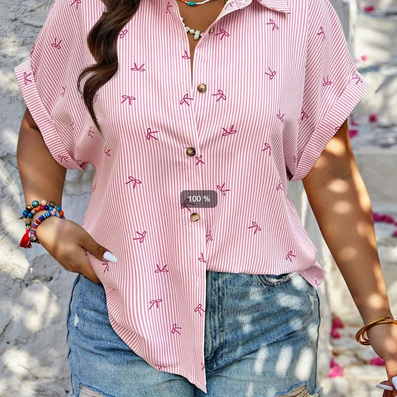 Camisa mujer rayas rojas con moño