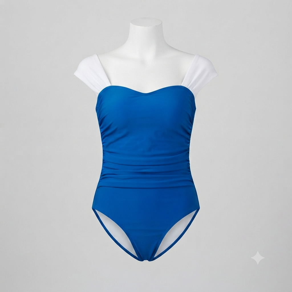 Traje de baño completo Azul con tirante blanco