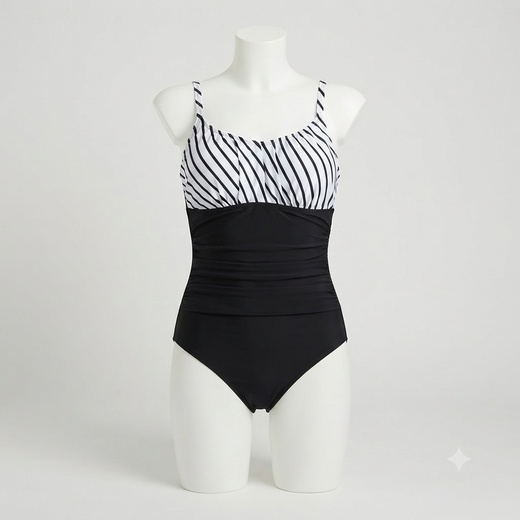 Traje de baño completo Negro con lineas bra