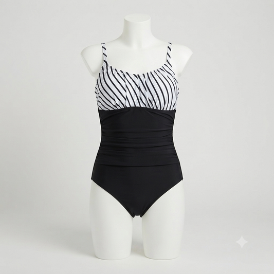 Traje de baño completo Negro con lineas bra