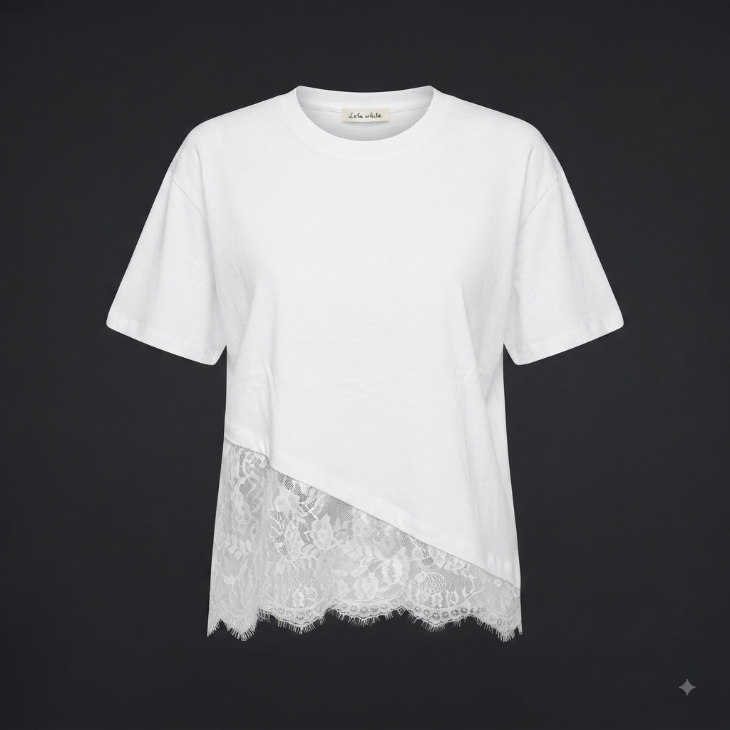 Blusa larga diseño encaje asimétrica