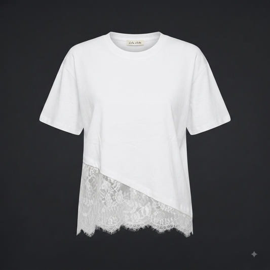 Blusa larga diseño encaje asimétrica