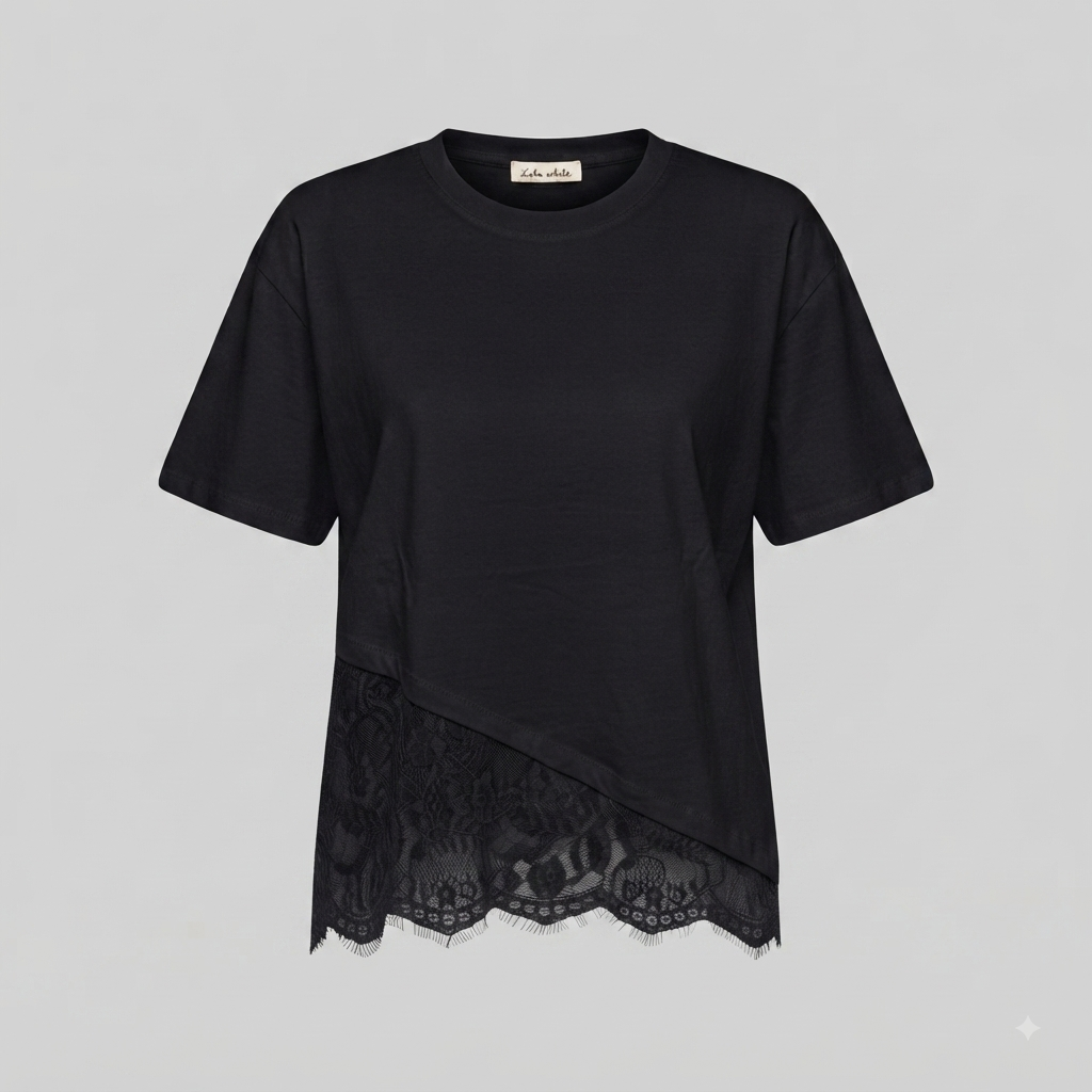 Blusa larga diseño encaje asimétrica