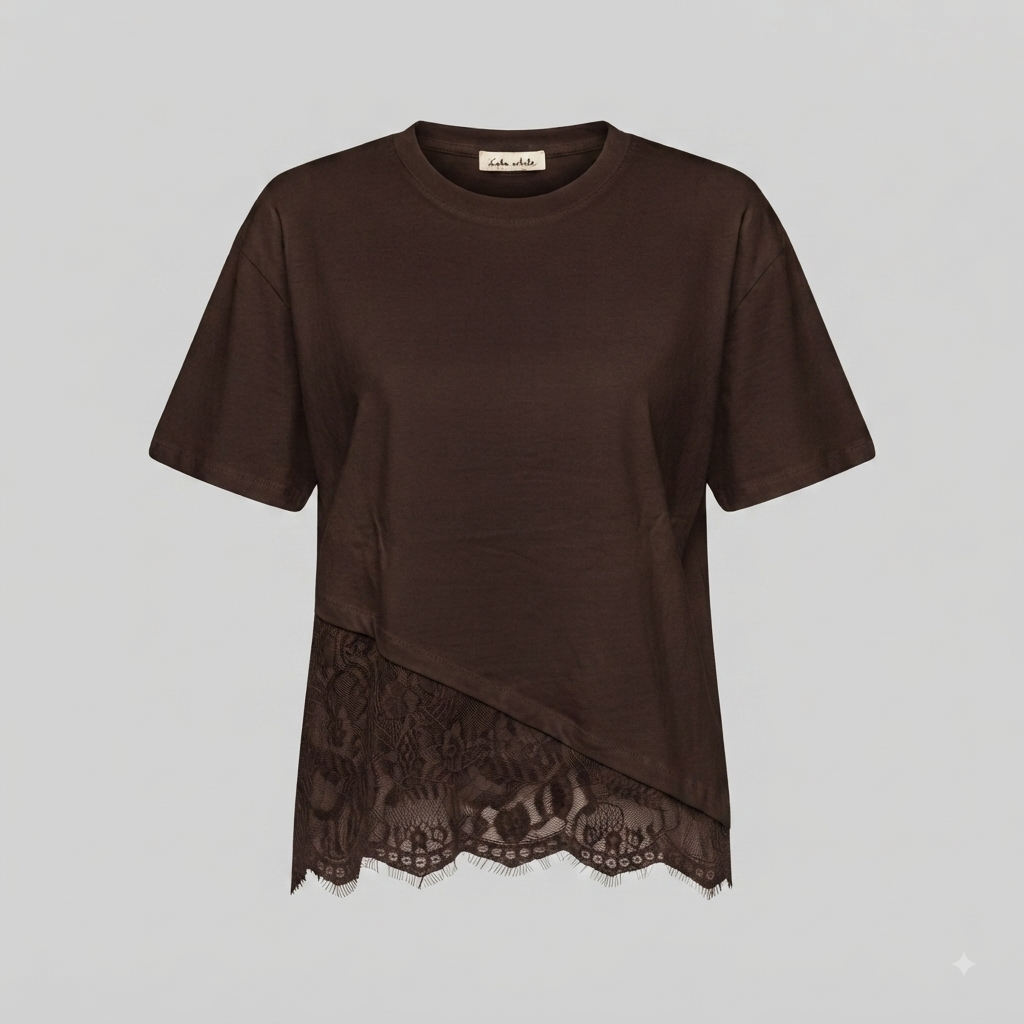 Blusa larga diseño encaje asimétrica