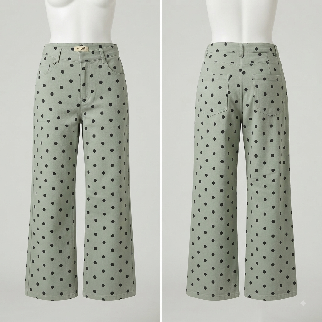 Pantalón mezclilla polka dot