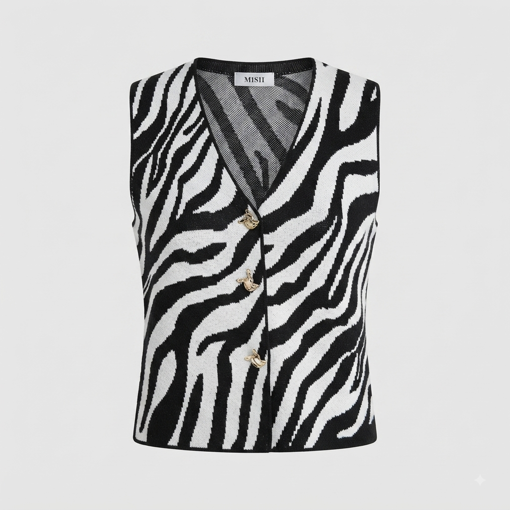 Chaleco diseño Zebra botones
