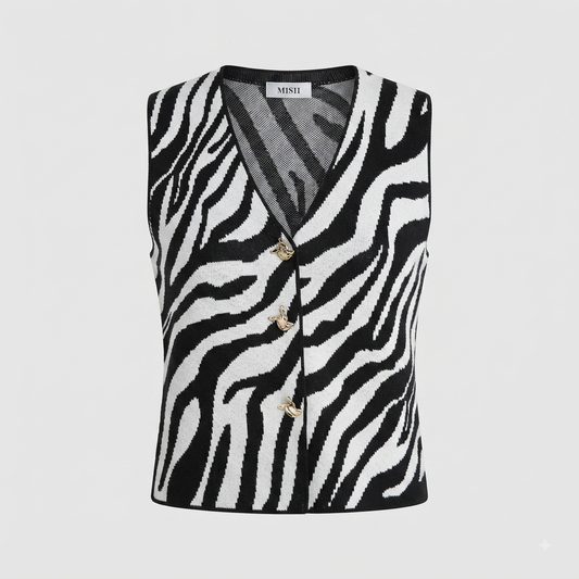 Chaleco diseño Zebra botones