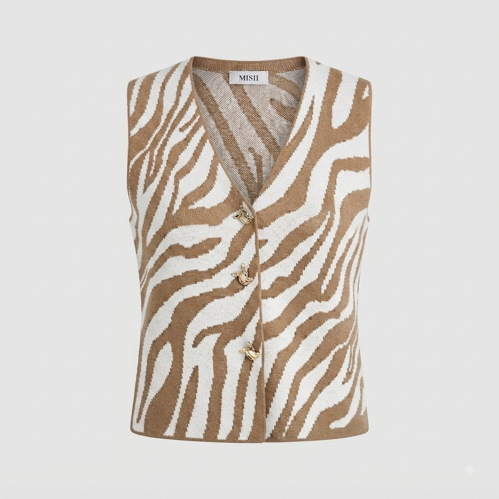 Chaleco diseño Zebra botones