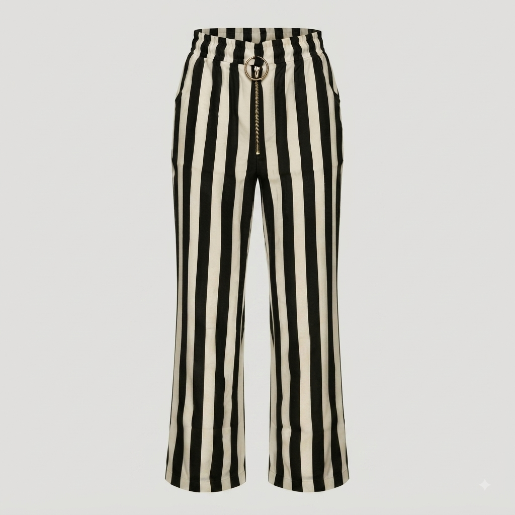 Pantalón diseño rayas con cierre