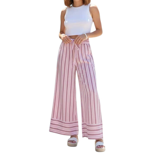 Pantalón con resorte y líneas rosa