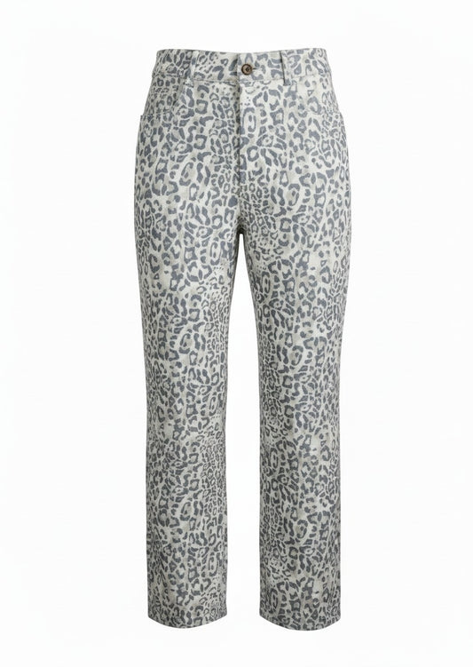 Pantalón mezclilla animal print gris