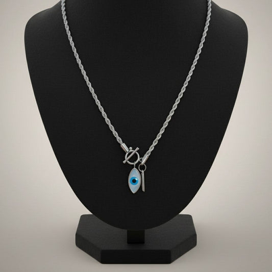 Collar plateado ojo turco