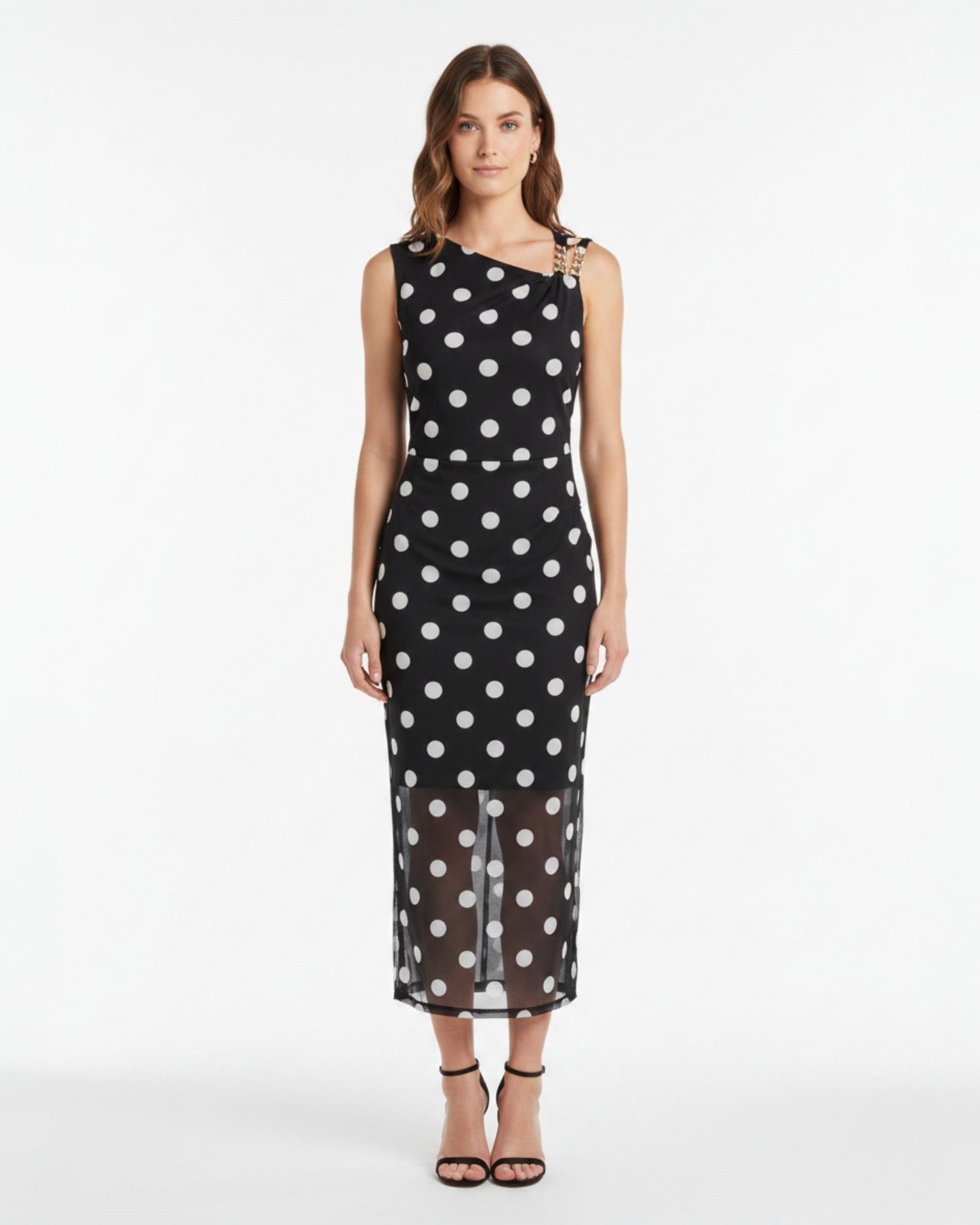 Vestido lunares drapeado lateral