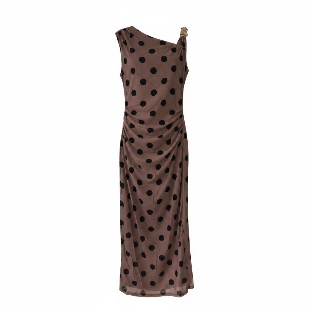 Vestido lunares drapeado lateral