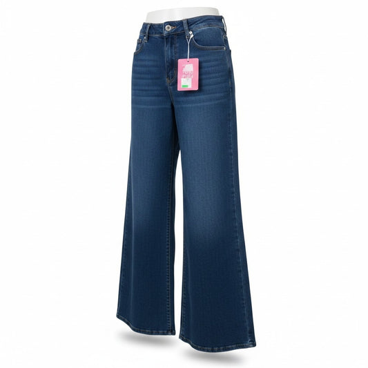 Jeans de corte wide leg tiro alto