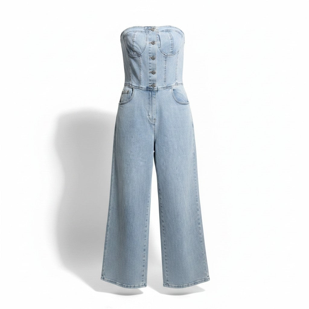 Enterizo mezclilla strapless