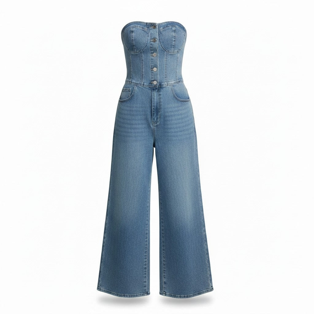 Enterizo mezclilla strapless