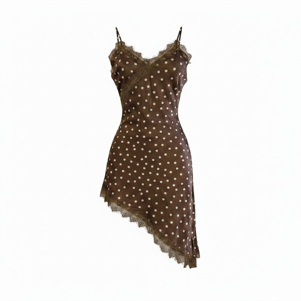Vestido polka satin cuello V