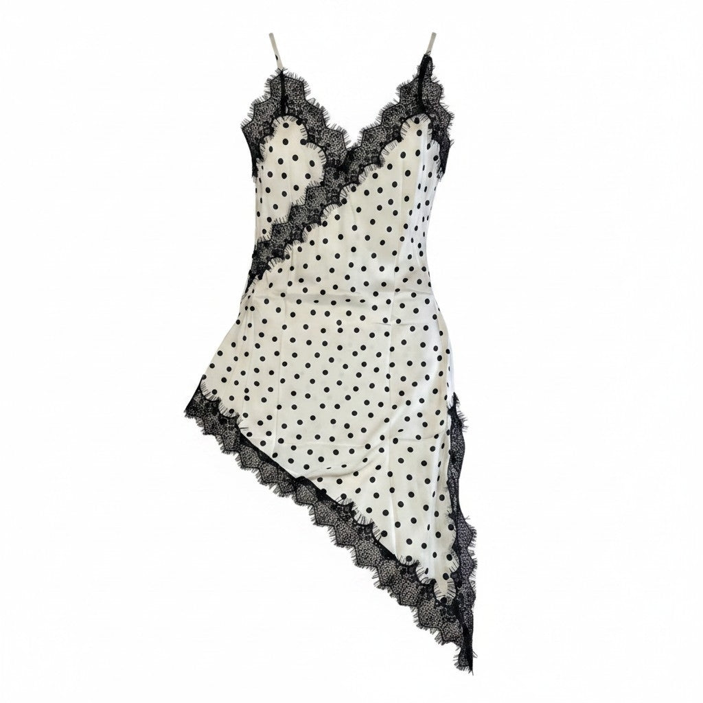 Vestido polka satin cuello V