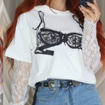 Blusa brasiere mangas encaje