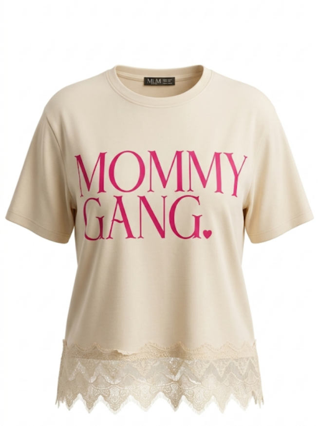 Playera Mom Gang con encaje