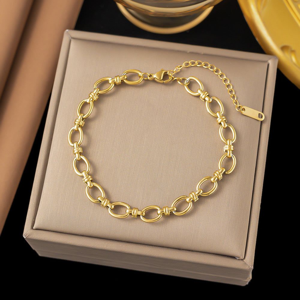 Pulsera dorada de eslabones cubanos acero inoxidable