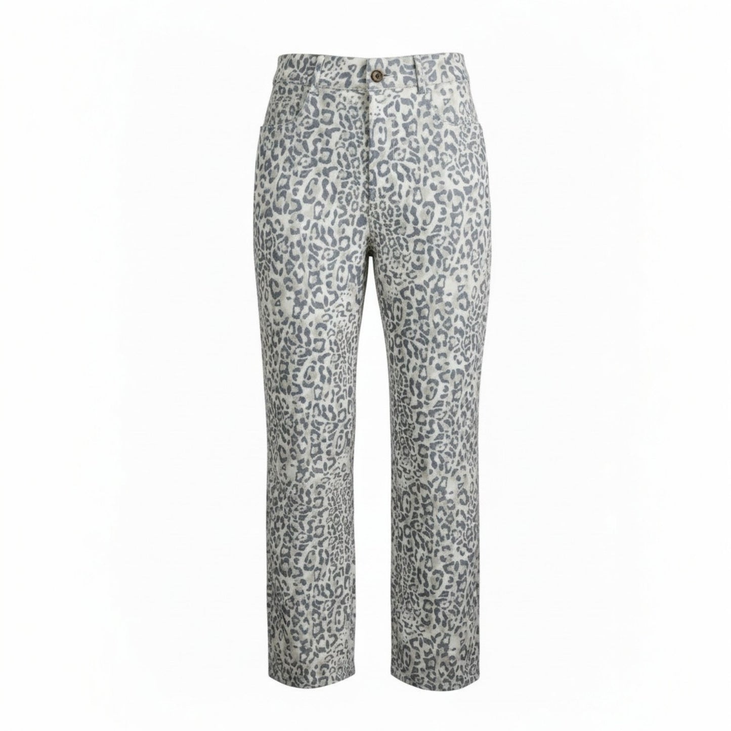 Pantalón mezclilla animal print gris