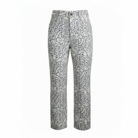 Pantalón mezclilla animal print gris