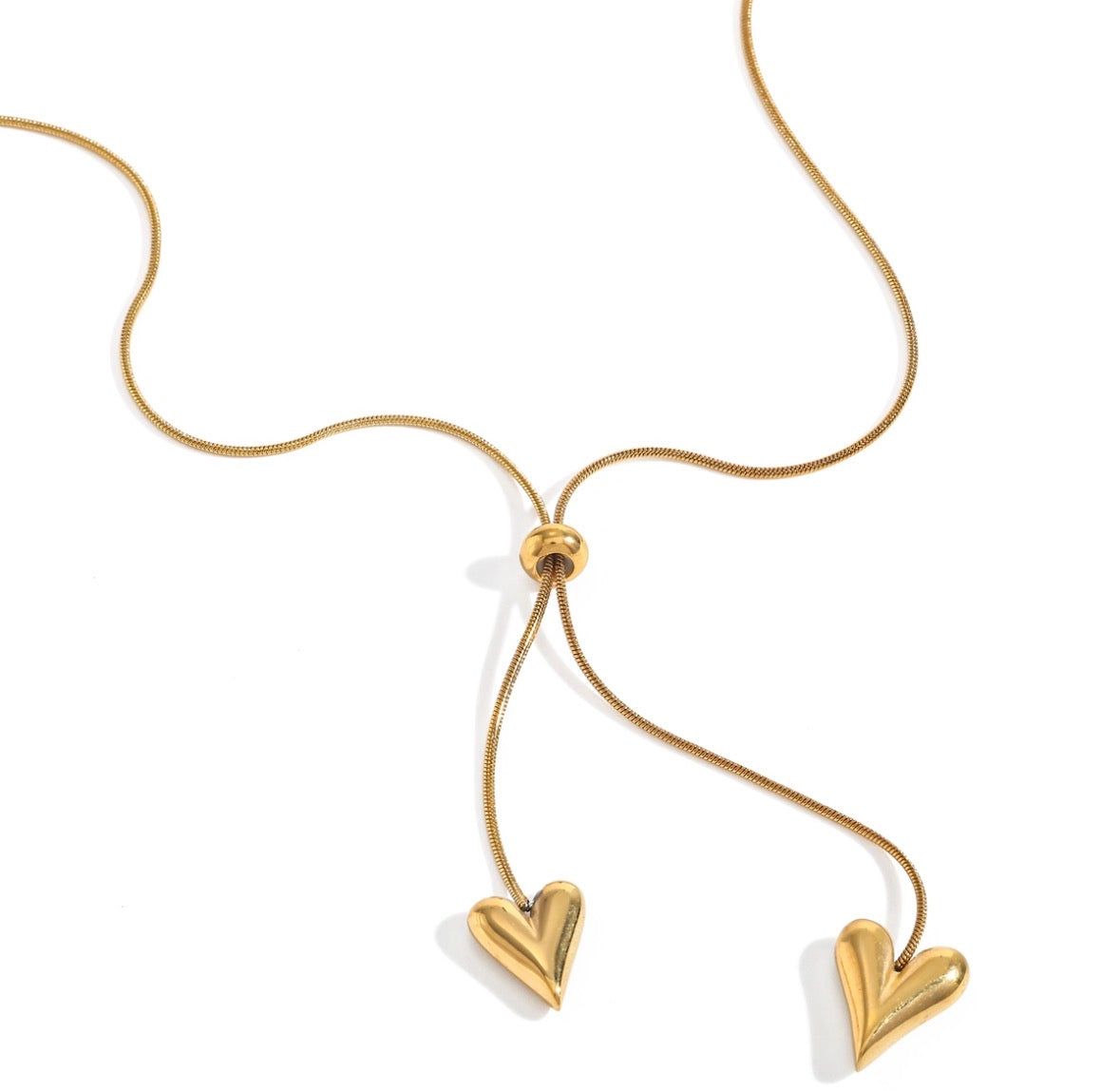 Collar corazones dorados largo ajustable