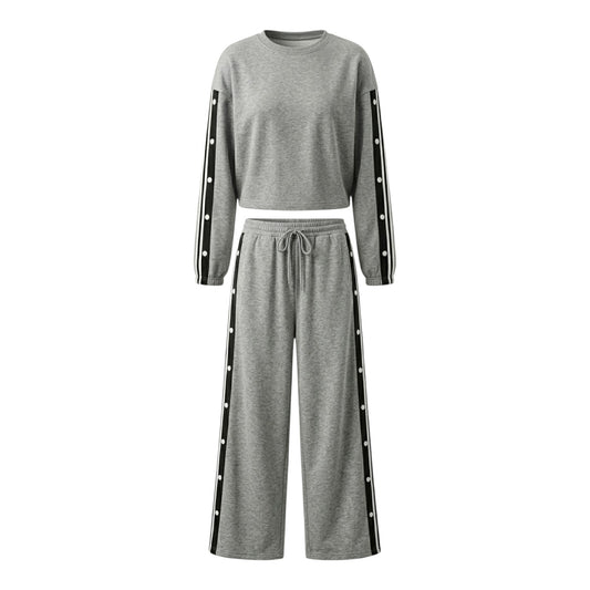Conjunto de pants líneas laterales y botones