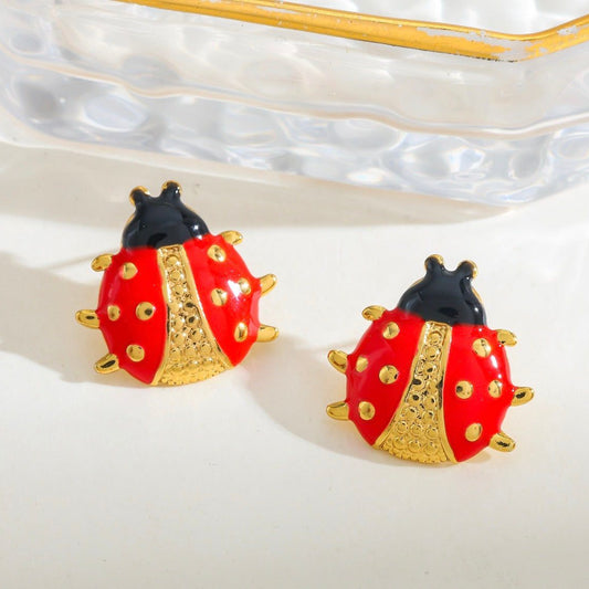 Aretes catarina dorada acero inoxidable 304 3 cm