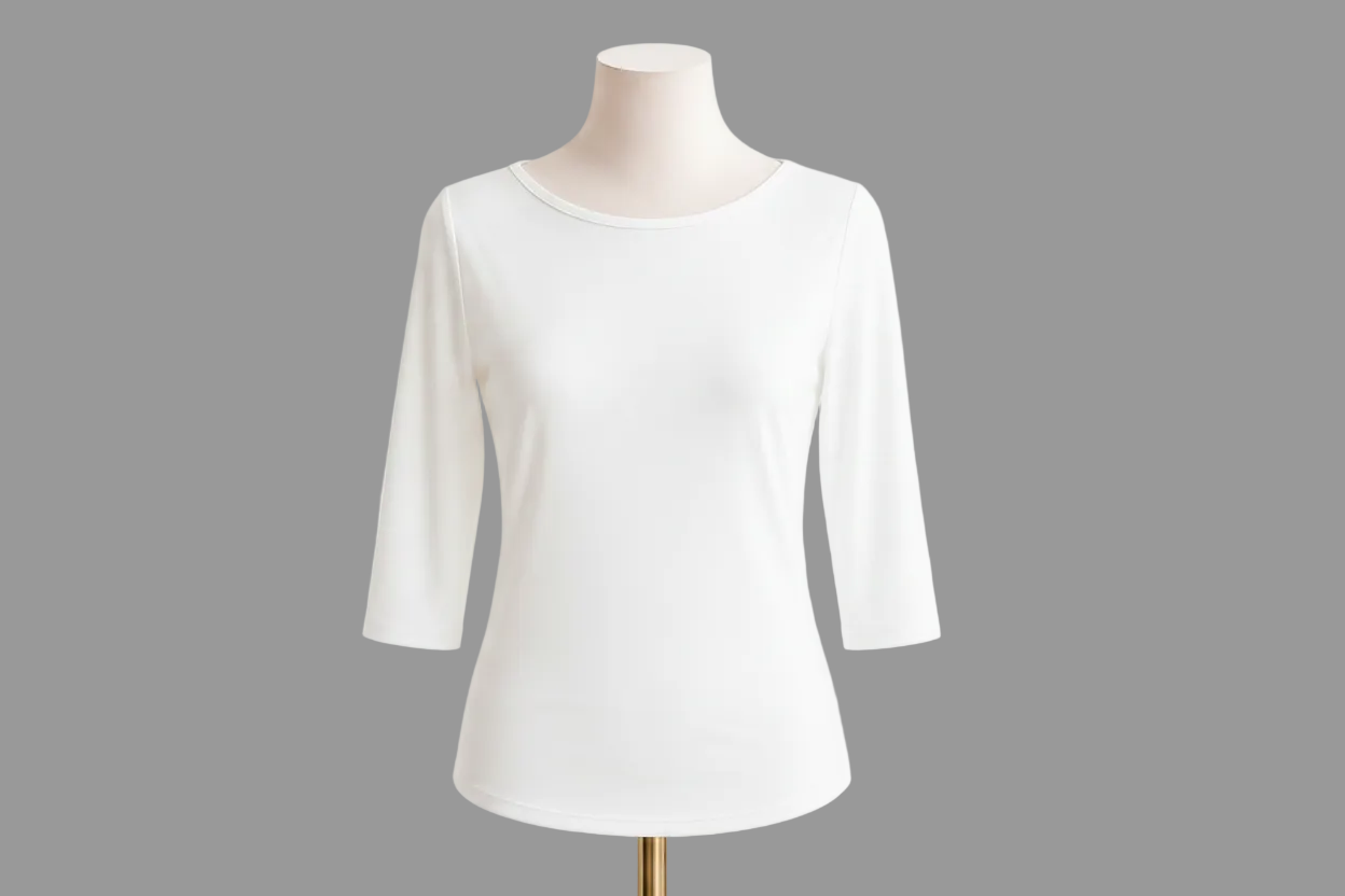 Blusa cuello ojal manga 3/4