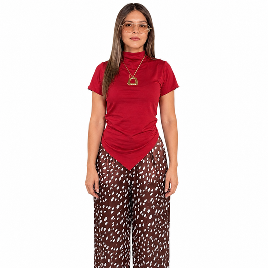 Blusa manga corta asimétrica