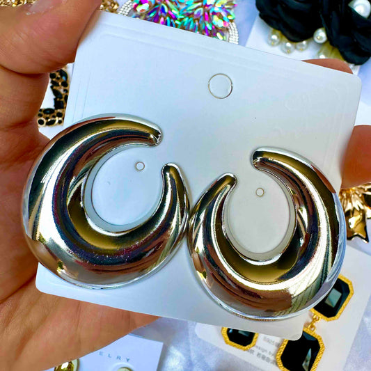 Aretes de fiesta plateado Luna
