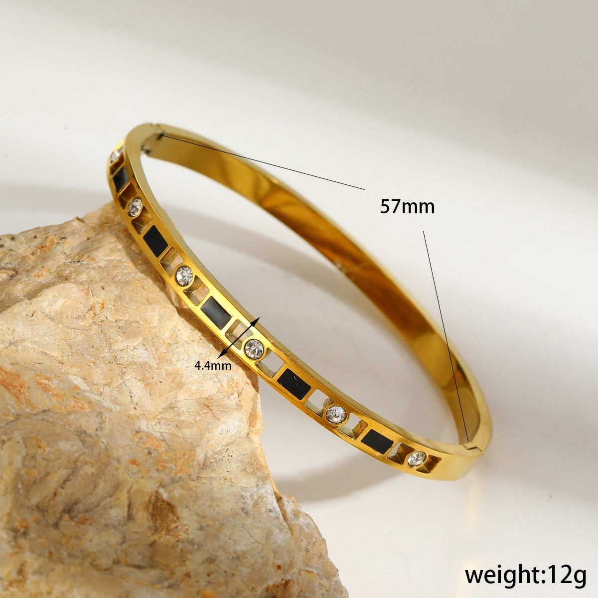 Brazalete dorado con cristales acero inoxidable 304